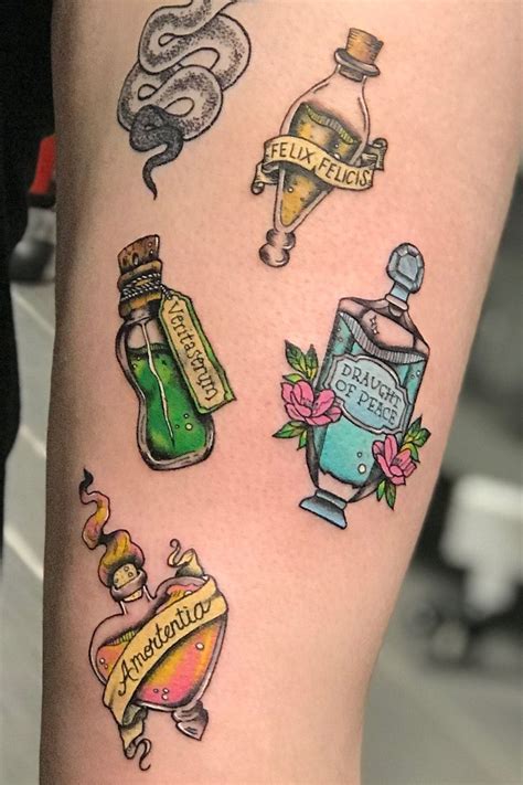 traditional potion tattoo|magical witch tattoos.